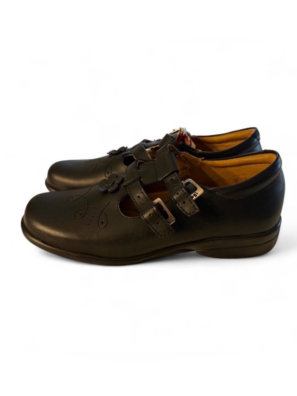 Dogi Women's Black Double-Strap Comfort Mary Jane Flats